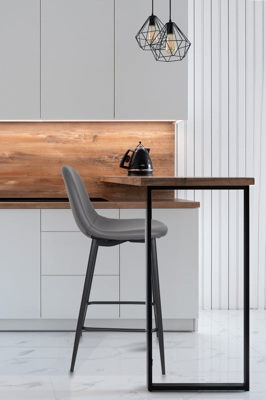 Sgabello outlet modello 92 imbottito in finta pelle color grigio scuro