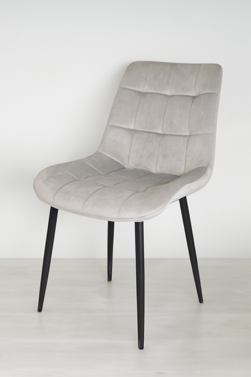 Outlet chair model 98 upholstered in light grey velvet