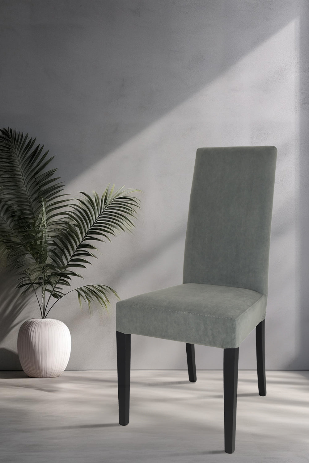 Outlet chair model 35 upholstered in dark grey velvet