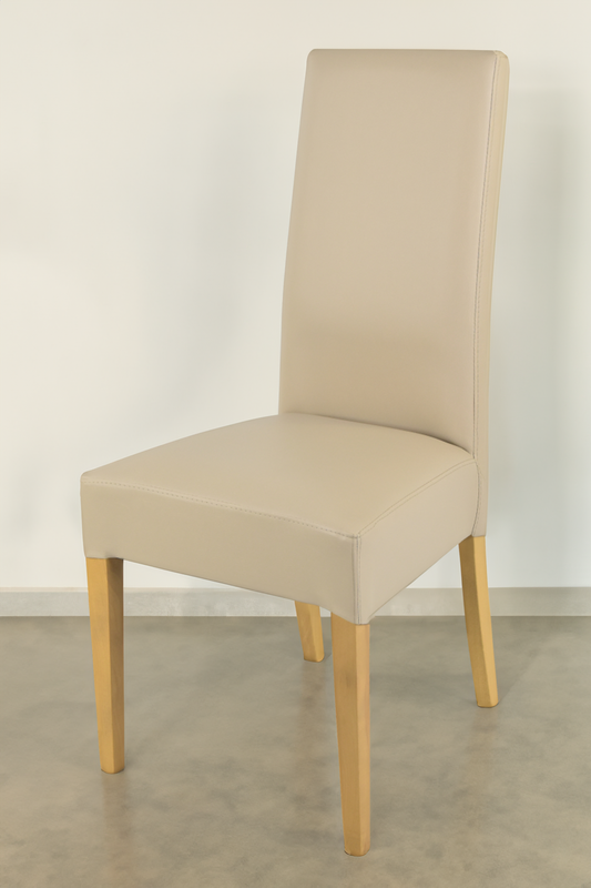 Outlet chair model 36 upholstered in linen artificial leather, legs in oak color