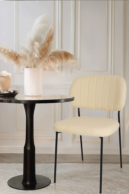 Outlet chair model 97 upholstered in beige bouclé fabric