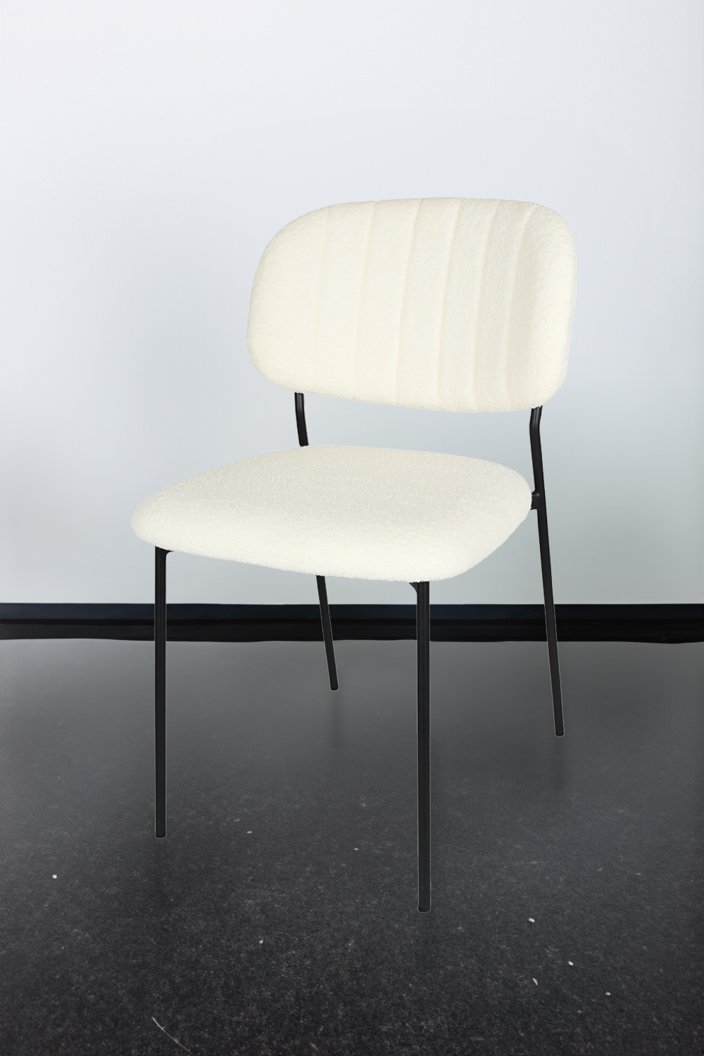 Outlet chair model 97 upholstered in white bouclé fabric