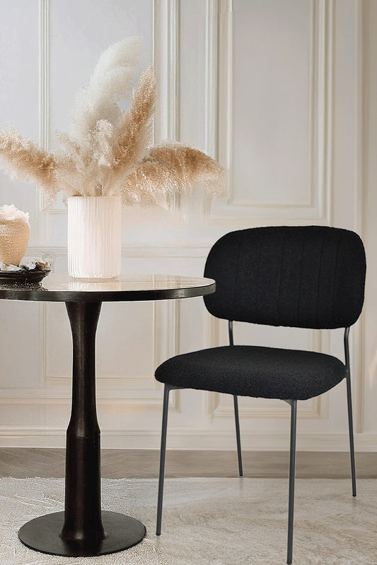 Outlet chair model 97 upholstered in black bouclé fabric