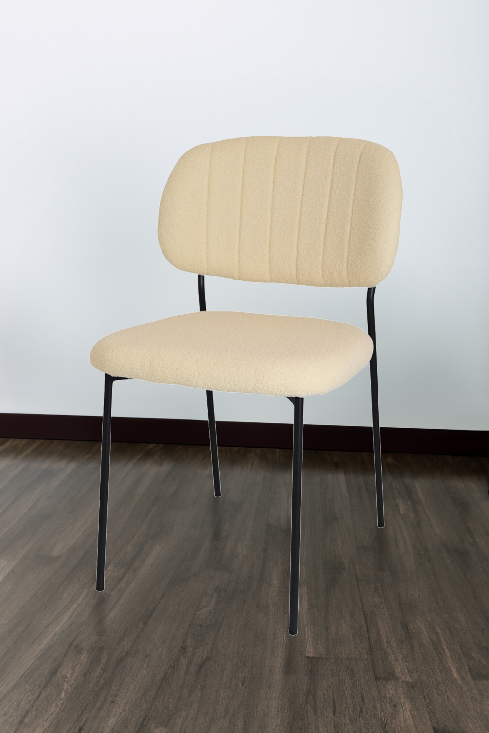 Outlet chair model 97 upholstered in beige bouclé fabric