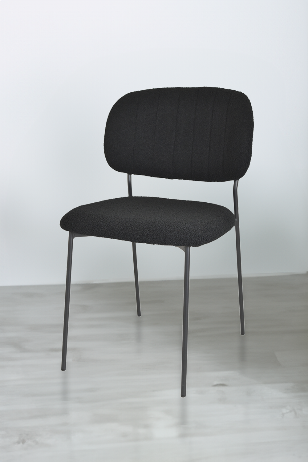 Outlet chair model 97 upholstered in black bouclé fabric