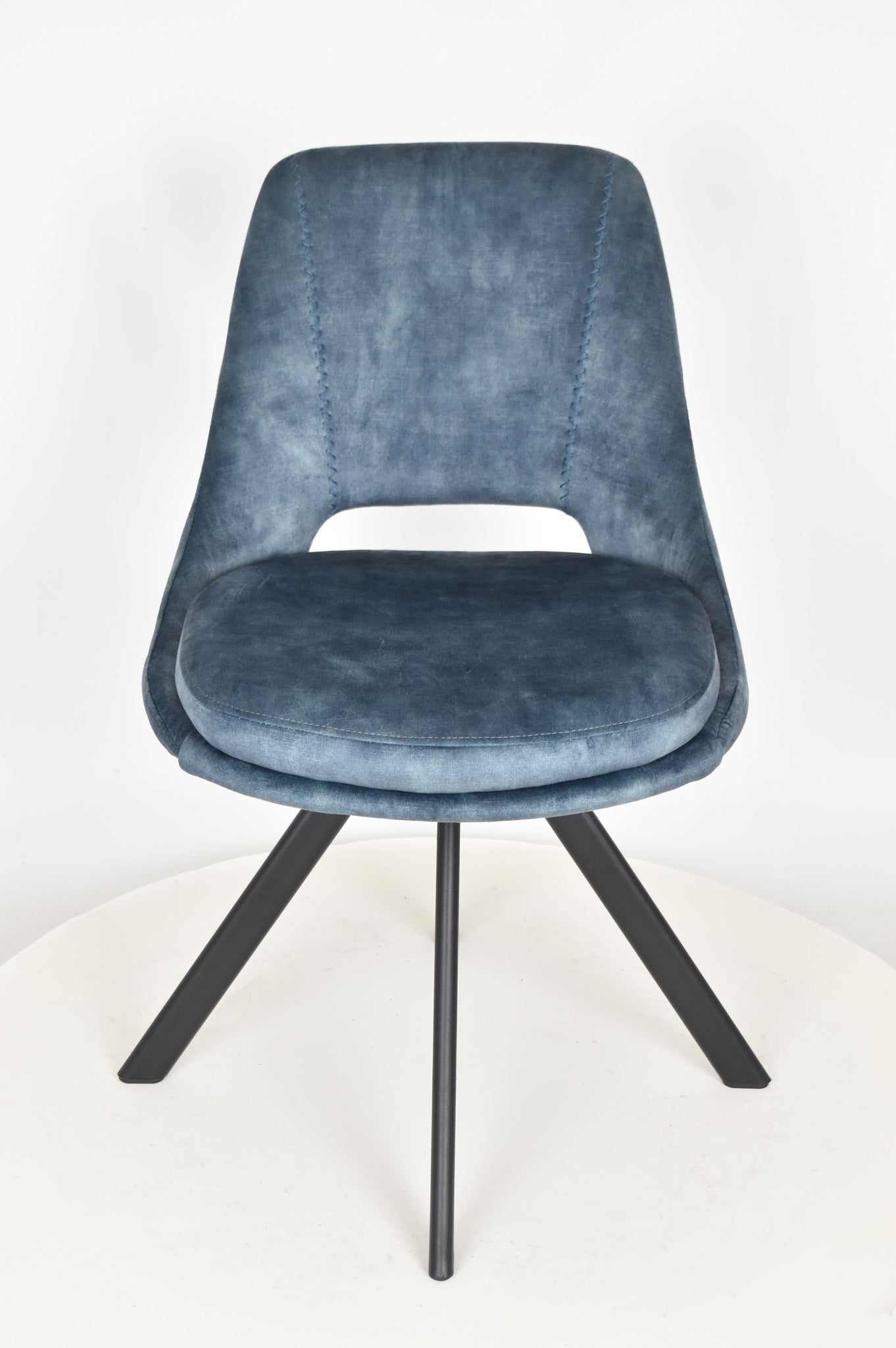 Stock second choice chair model 5003 upholstered in blue velvet