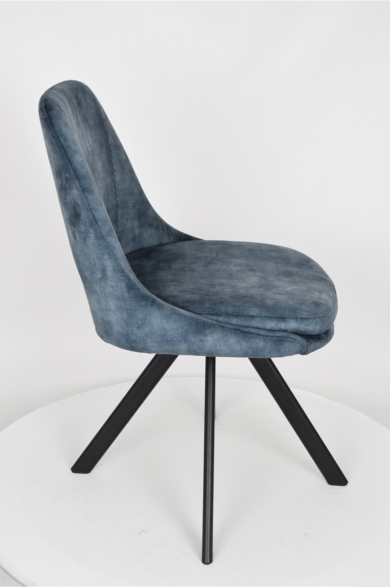 Stock second choice chair model 5003 upholstered in blue velvet