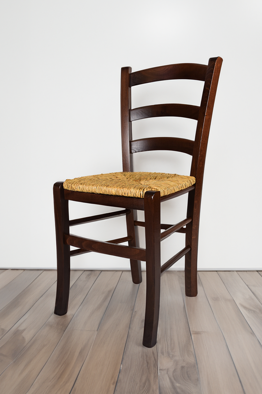 Outlet chair model 14 in nut color with straw seat