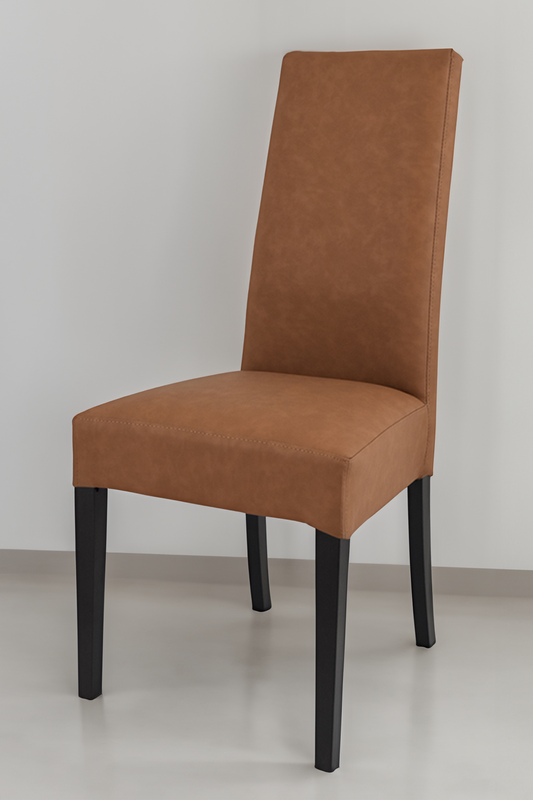 Outlet chair model 36 upholstered in leather artificial leather, legs in wengè color